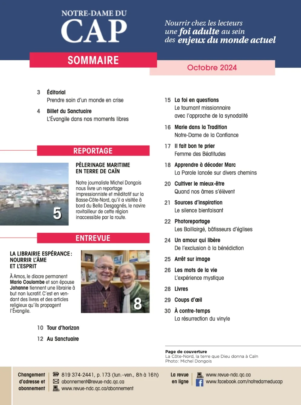 Sommaire de La Revue NDC Octobre 2024
